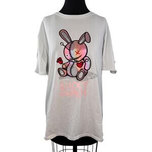 BKYS Lucky Charm Off White T-Shirt Cotton Crew Neck Drop Shoulder Tee XL X-Large